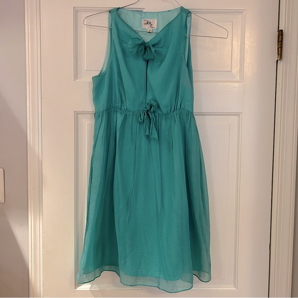 Milly Dresses & Skirts - Milly Teal Blue Green Sleeveless Bow Keyhole Mini Cocktail Dress Women’s Size 4
